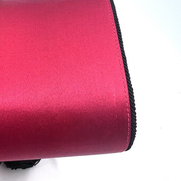 Rare Salvatore Ferragamo Red Satin Black Tassel Evening Clutch Crossbody Handbag - Picture 8 of 10